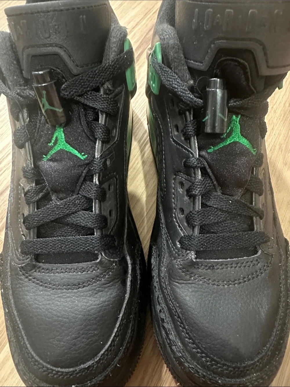 Jordan Kids Black and Green High-Top Sneakers